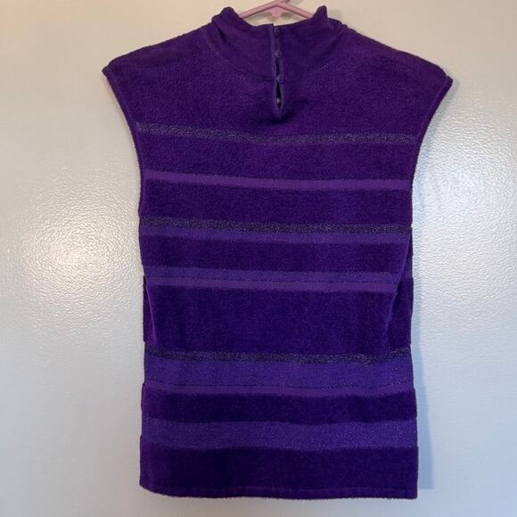 Escada Women's Wool Blend Purple Stripe Tank Size 36 (US Small) - Picture 2 of 4